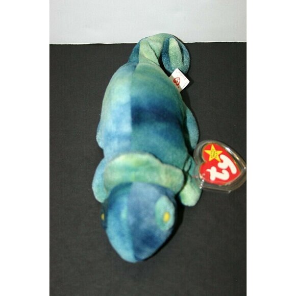 TY Beanie Baby Rainbow Chameleon Iguana 1997 PVC Pellets blue 4037 SET McD's - Picture 2 of 12